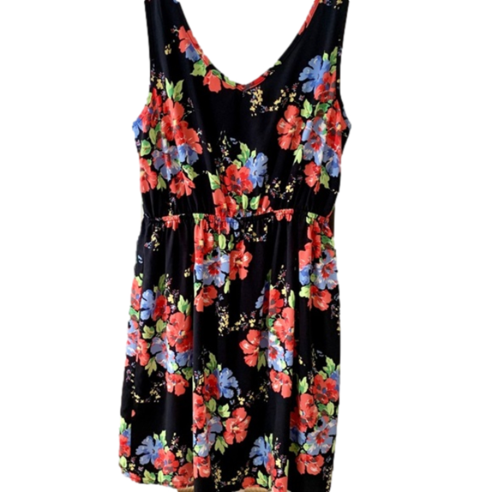 Floral Sleeveless Cut Out Back Dress
